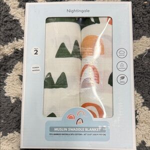 Muslin Swaddle Blanket - mountain and rainbow